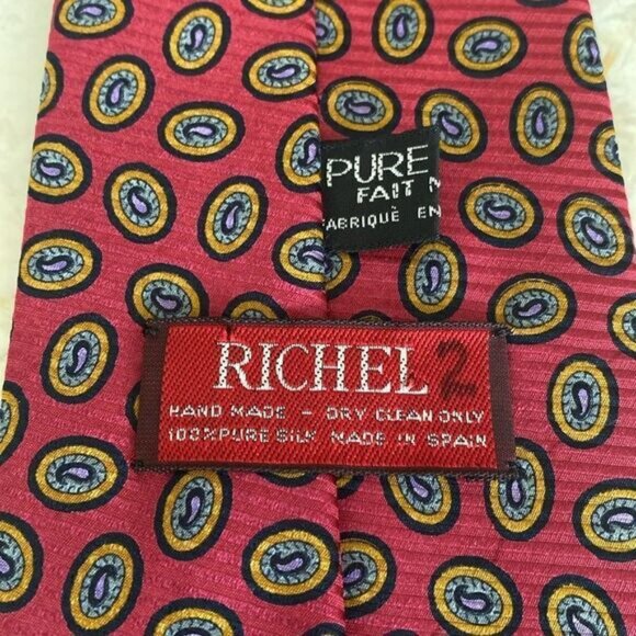 Richel 100% Silk Paisley Tie Made in Spain - Mint Condition - Picture 4 of 8